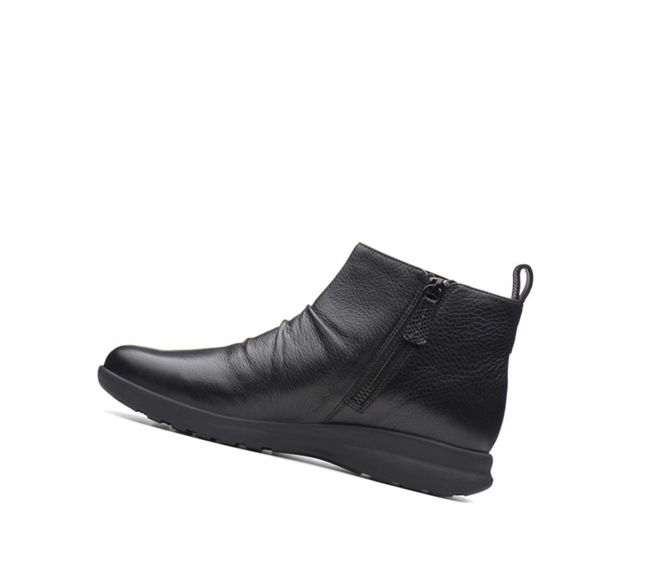 Bottines Clarks Un Adorn Mid Cuir Femme Noir | DONR26487