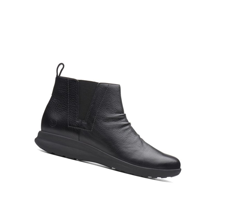 Bottines Clarks Un Adorn Mid Cuir Femme Noir | DONR26487