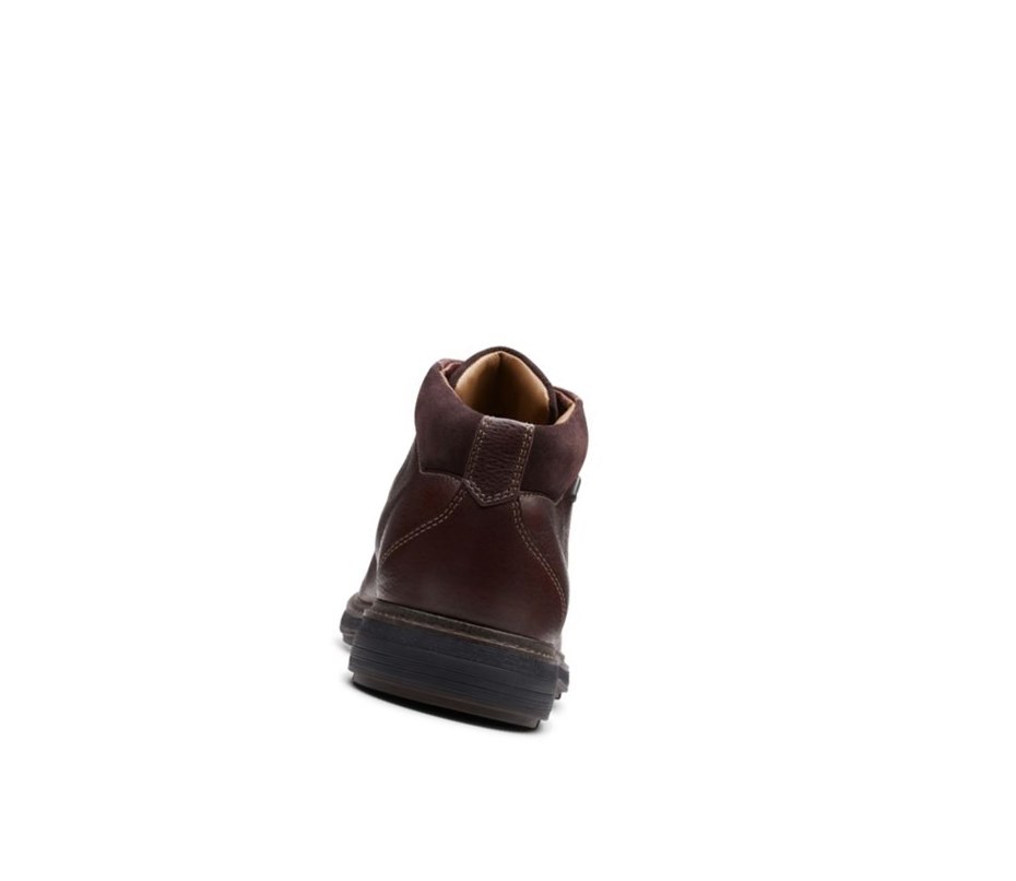 Bottines Clarks Un Tread Up Gore-tex Cuir Homme Marron Foncé | TZUH69845