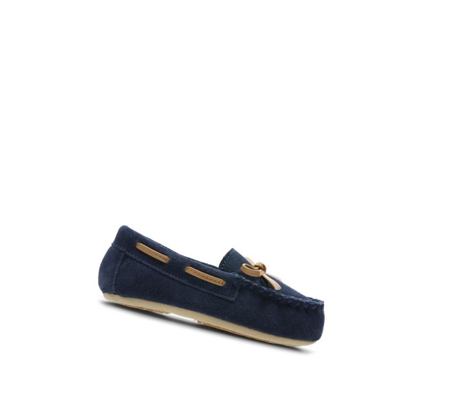 Chaussons Clarks Crackling Flo Daim Fille Bleu Marine | DMYC46783