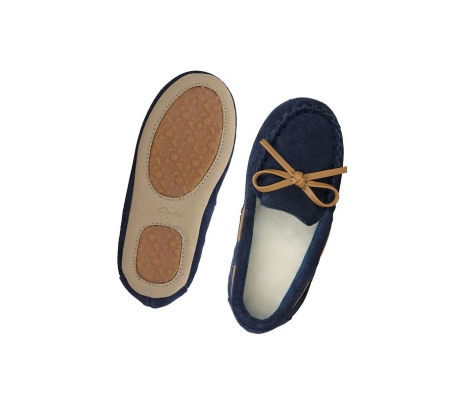 Chaussons Clarks Crackling Flo Daim Fille Bleu Marine | XSOI53246