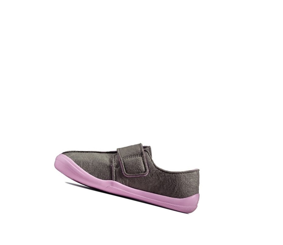 Chaussons Clarks Yin Spark Felt Fille Grise | PZJN72958