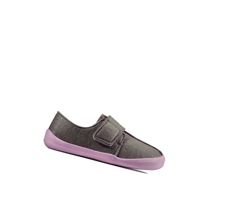 Chaussons Clarks Yin Spark Felt Fille Grise | PZJN72958