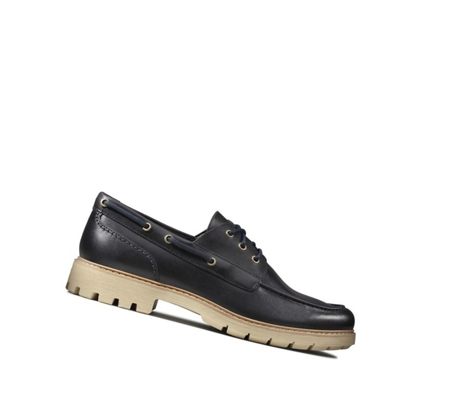 Chaussures Bateau Clarks Batcombe Sail Cuir Homme Bleu Marine | JGLB86794