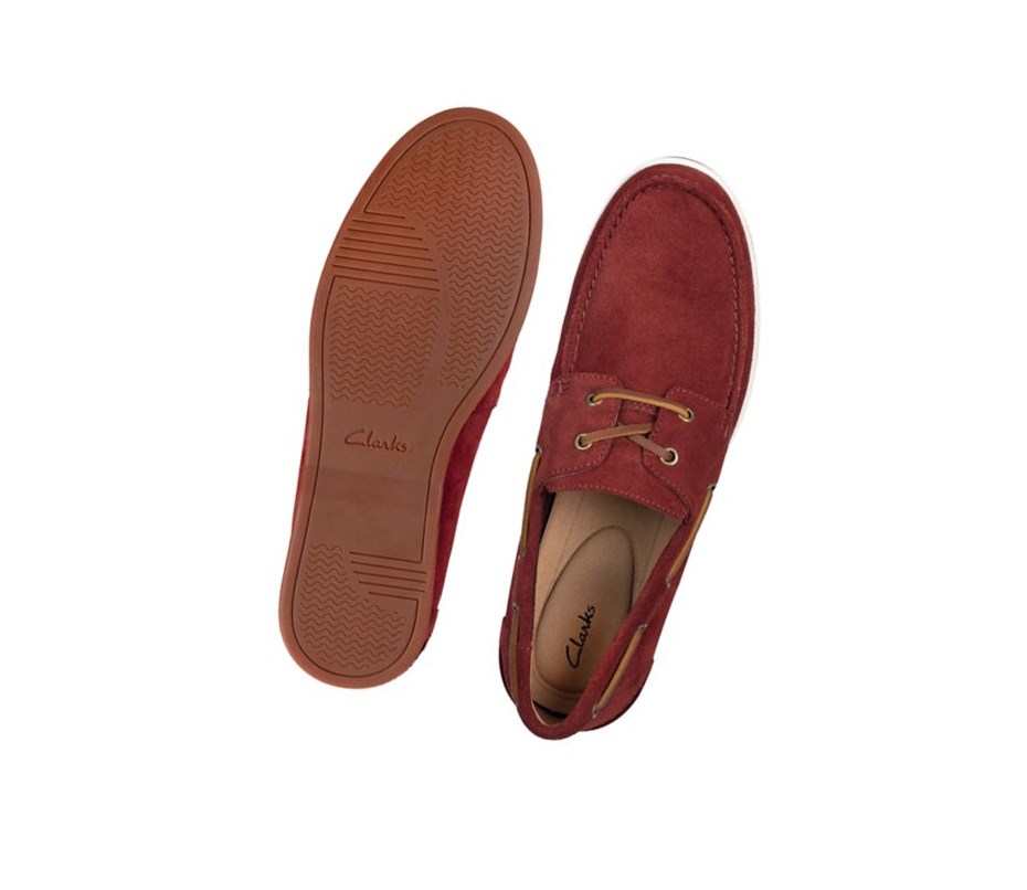 Chaussures Bateau Clarks Pickwell Sail Daim Homme Rouge | APGW47615