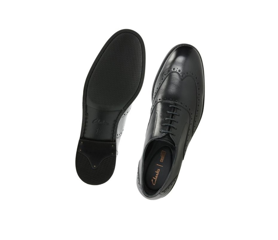 Chaussures Brogue Clarks Edward Walk Cuir Homme Noir | TYEZ19625