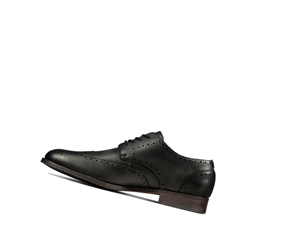 Chaussures Brogue Clarks Flow Limit Cuir Homme Noir | QSKD37612