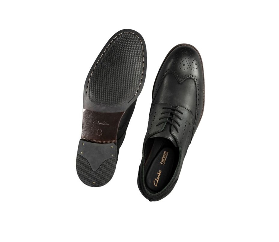 Chaussures Brogue Clarks Flow Limit Cuir Homme Noir | QSKD37612