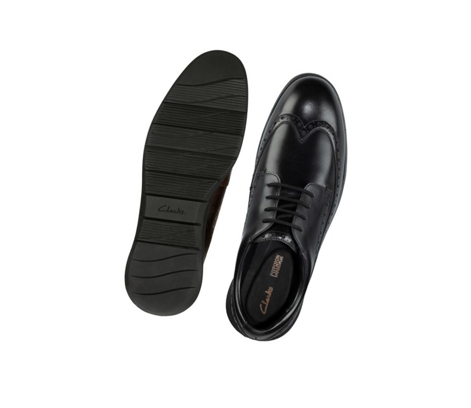 Chaussures Brogue Clarks Helston Limit Cuir Homme Noir | XSIF71305