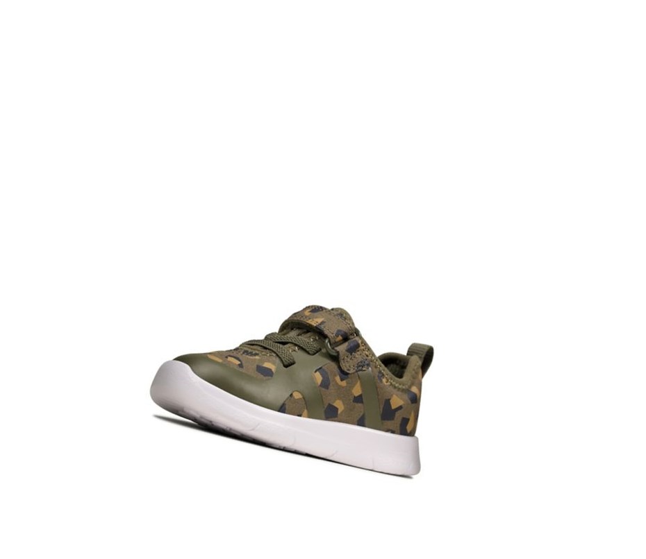 Chaussures Casual Clarks Ath Flux Textile Garcon Vert Olive Camouflage | UKBJ86109