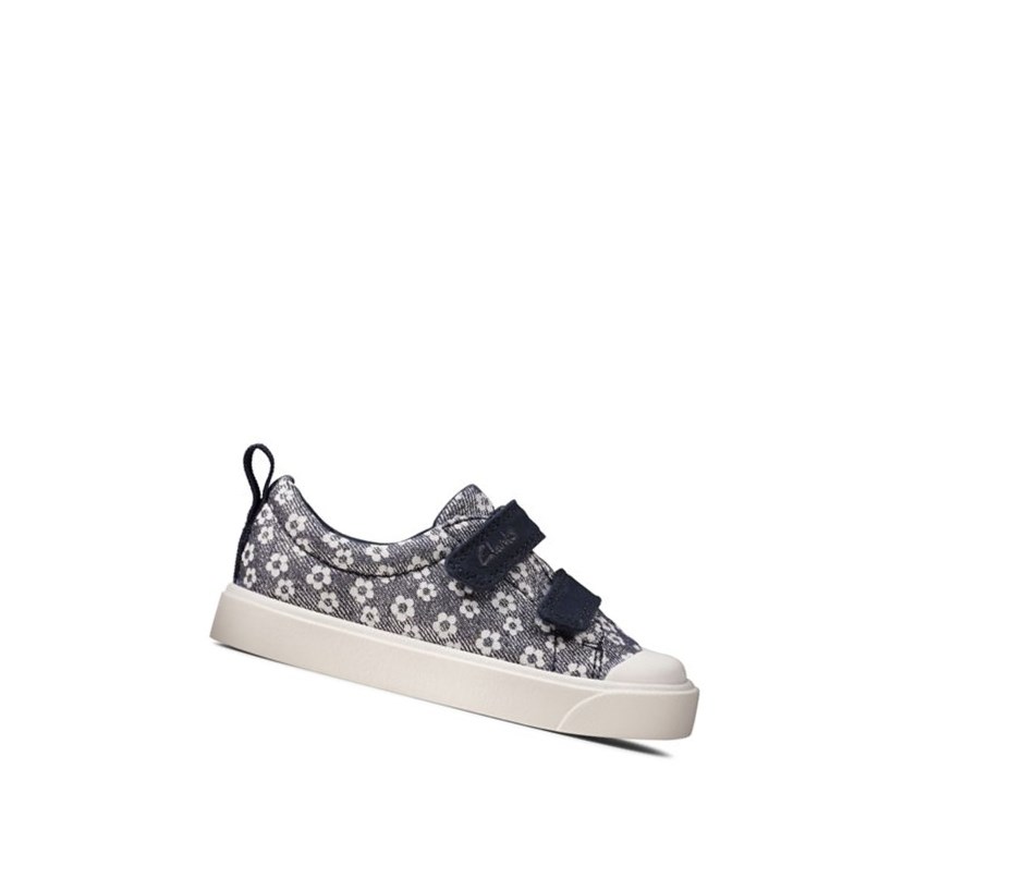 Chaussures Casual Clarks City Bright Floral Garcon Bleu Marine | CMFO10567