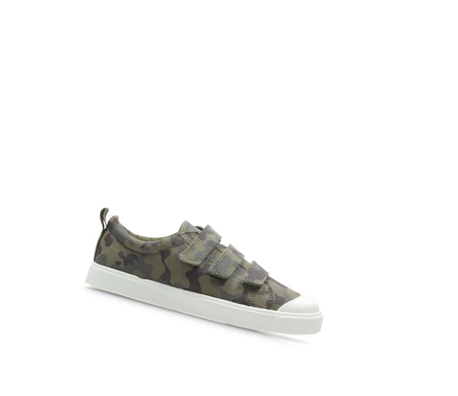 Chaussures Casual Clarks City Flare Lo Fille Vert Olive Camouflage | PJMN94830