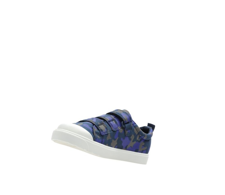 Chaussures Casual Clarks City Flare Lo Fille Bleu Marine Camouflage | UNKX95637