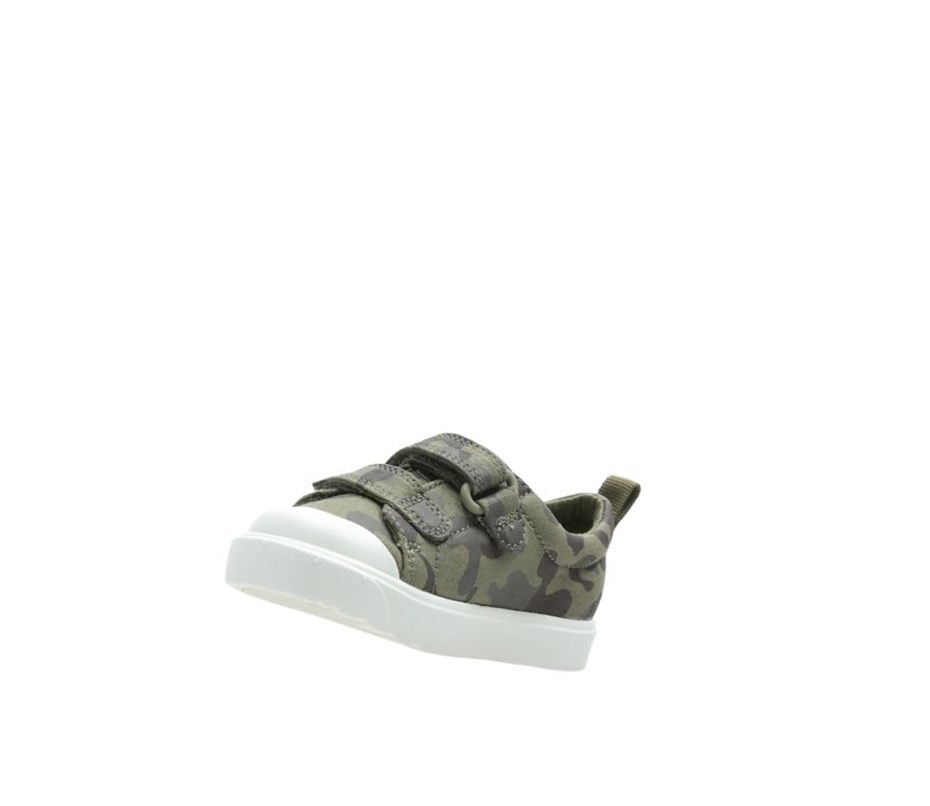 Chaussures Casual Clarks City Flare Lo Garcon Vert Olive Camouflage | FJGV85043