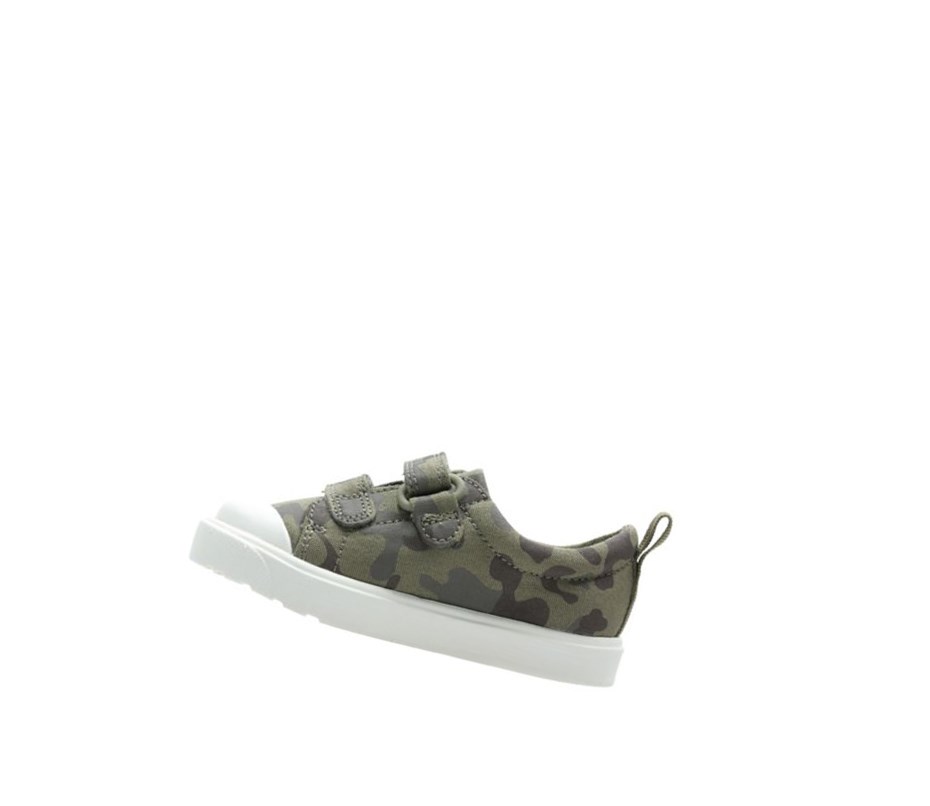 Chaussures Casual Clarks City Flare Lo Garcon Vert Olive Camouflage | FJGV85043