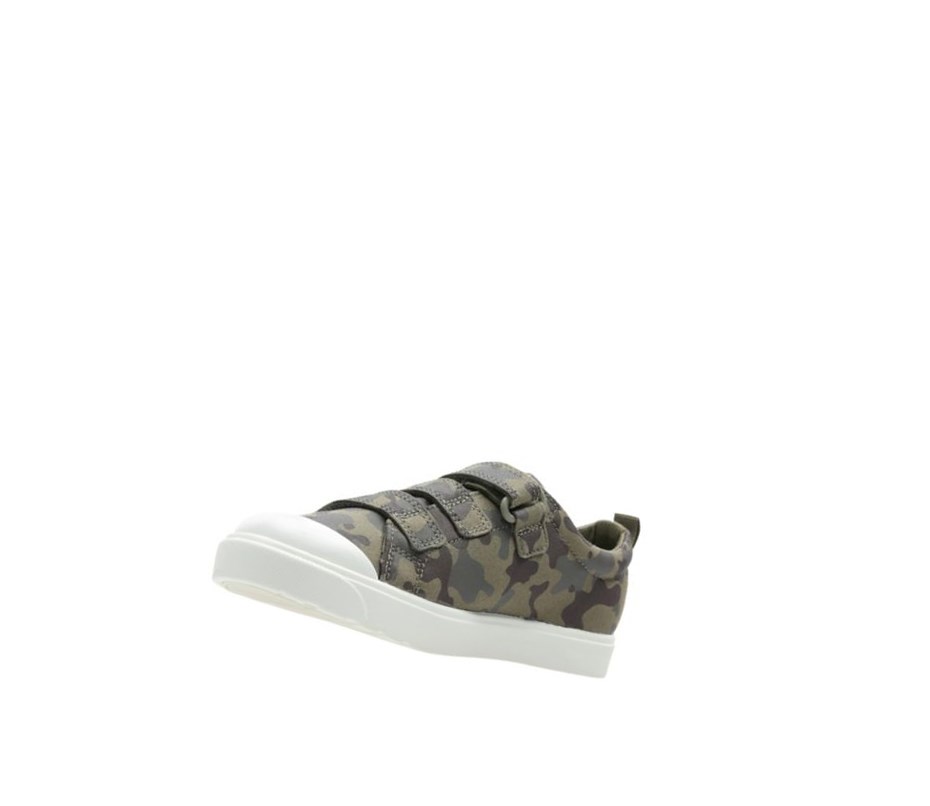 Chaussures Casual Clarks City Flare Lo Garcon Vert Olive Camouflage | MVCS92587