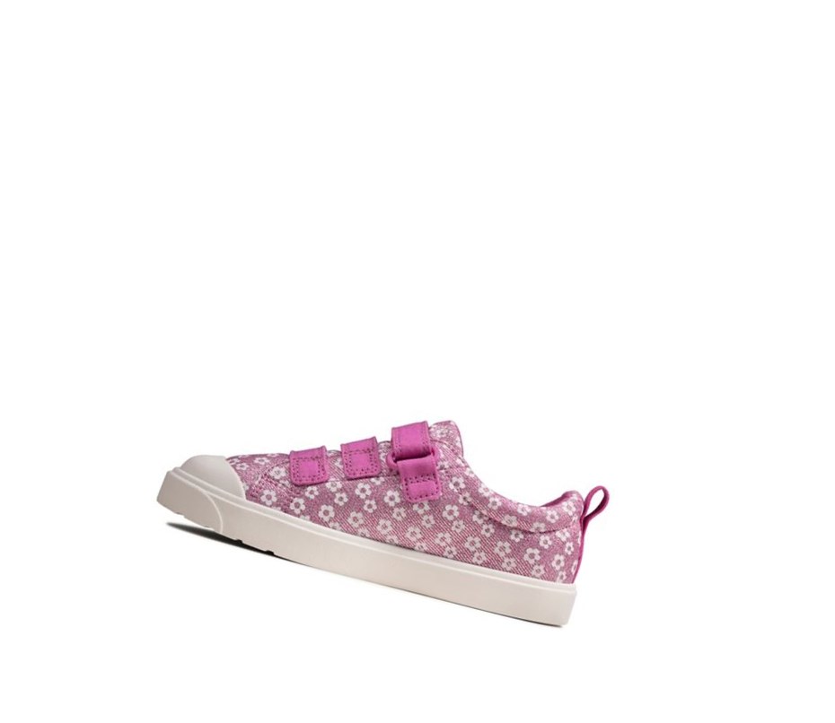 Chaussures Casual Clarks City Vibe Floral Fille Rose | HOIP18306