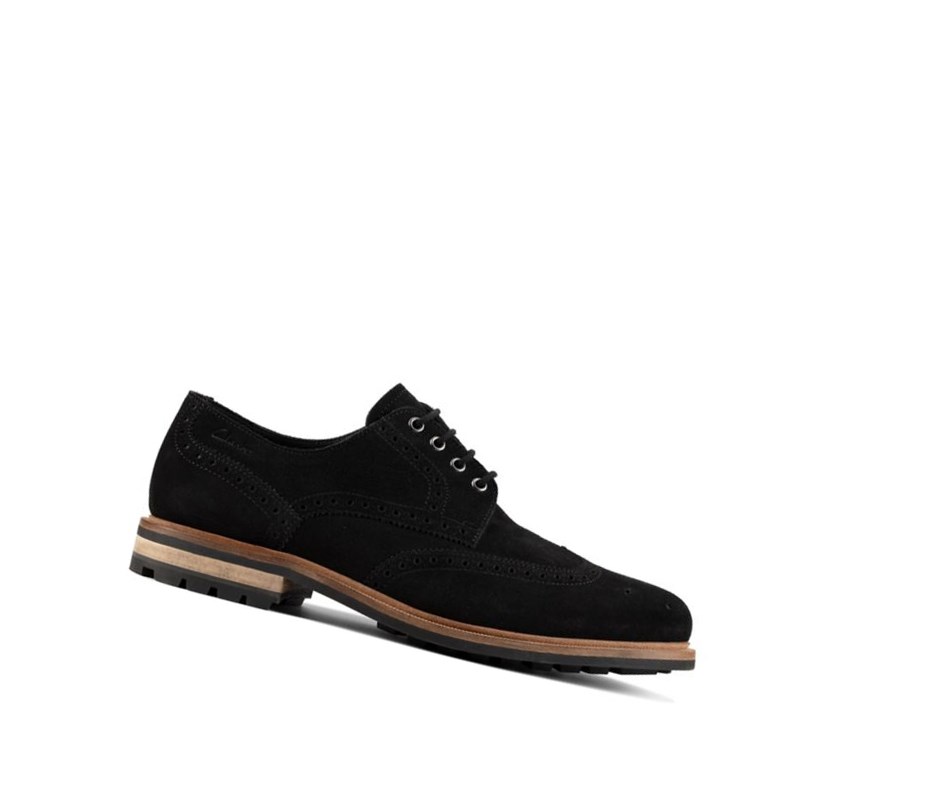 Chaussures Casual Clarks Foxwell Limit Daim Homme Noir | MQNZ39715