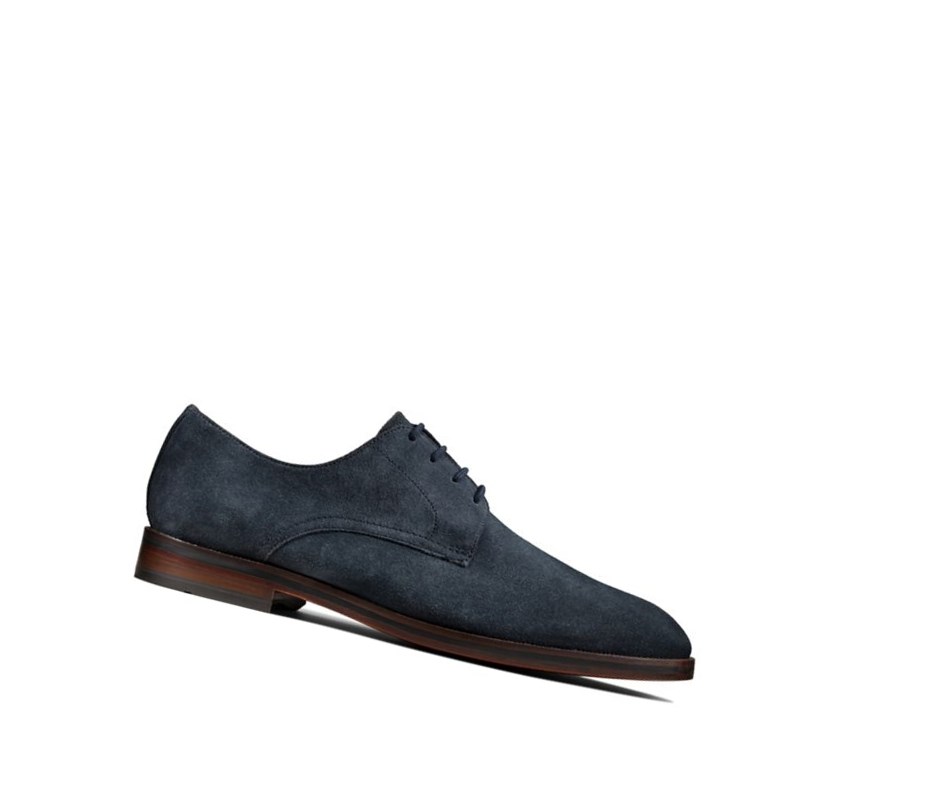 Chaussures Casual Clarks Oliver Dentelle Daim Homme Bleu Marine | IJTN59314