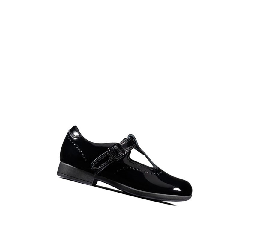 Chaussures Casual Clarks Scala Seek Vernis Fille Noir | VDWI72940