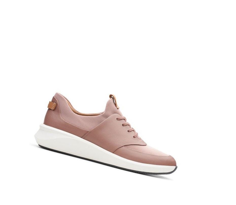 Chaussures Casual Clarks Un Rio Dentelle Textile Femme Rose Foncé | IORV54926