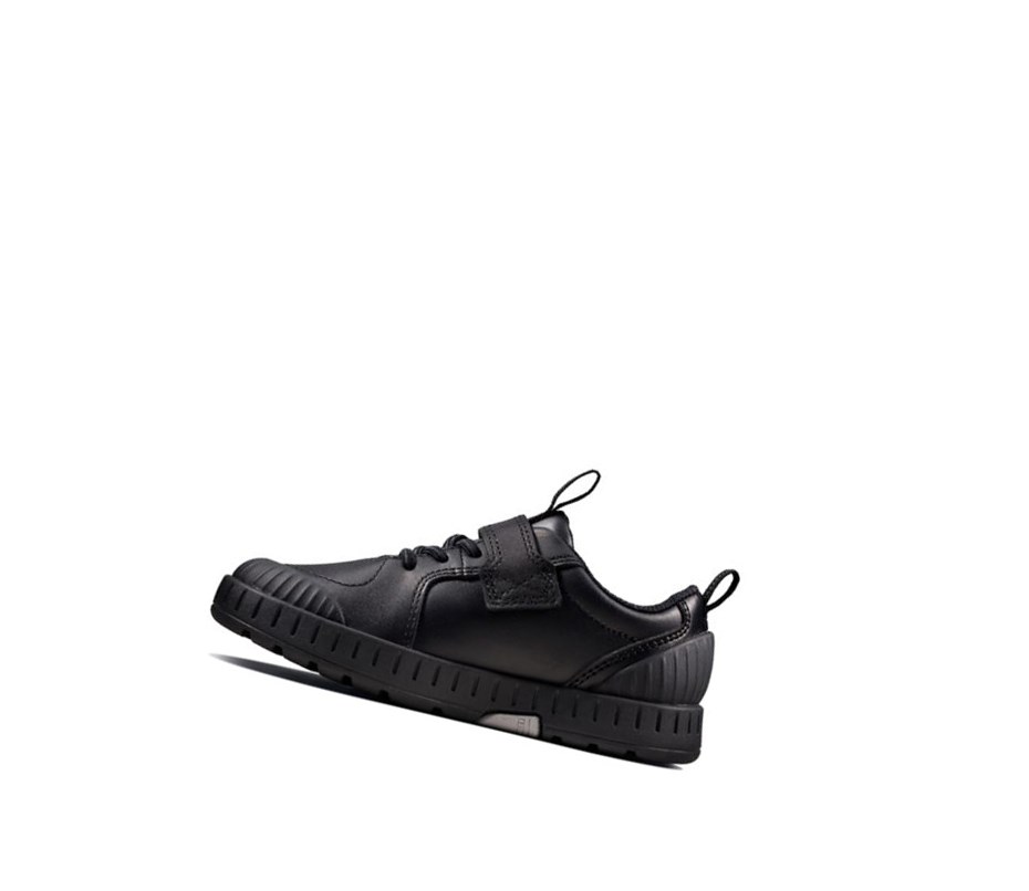 Chaussures Cuir Clarks Apollo Step Cuir Garcon Noir | CHIV28137