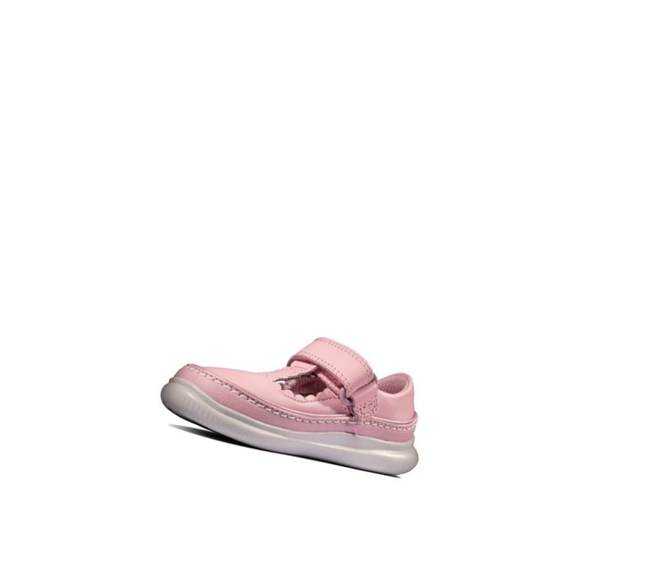 Chaussures Cuir Clarks Crest Sky Cuir Fille Rose | JMRT64895