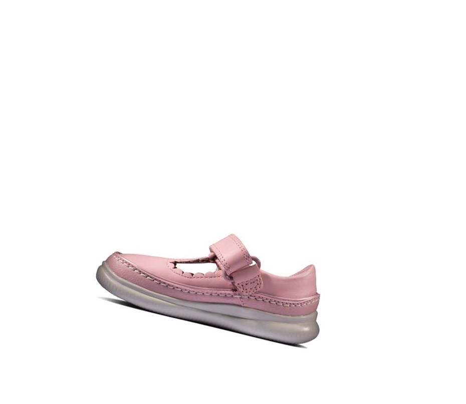 Chaussures Cuir Clarks Crest Sky Cuir Fille Rose | JMRT64895