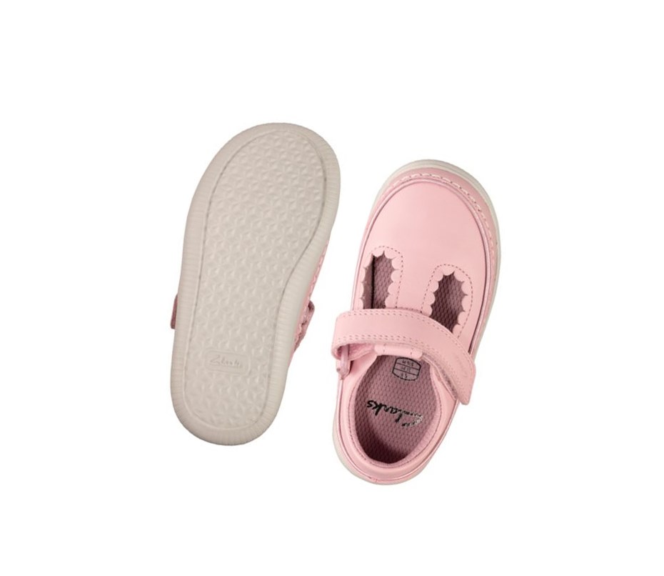 Chaussures Cuir Clarks Crest Sky Cuir Fille Rose | JMRT64895