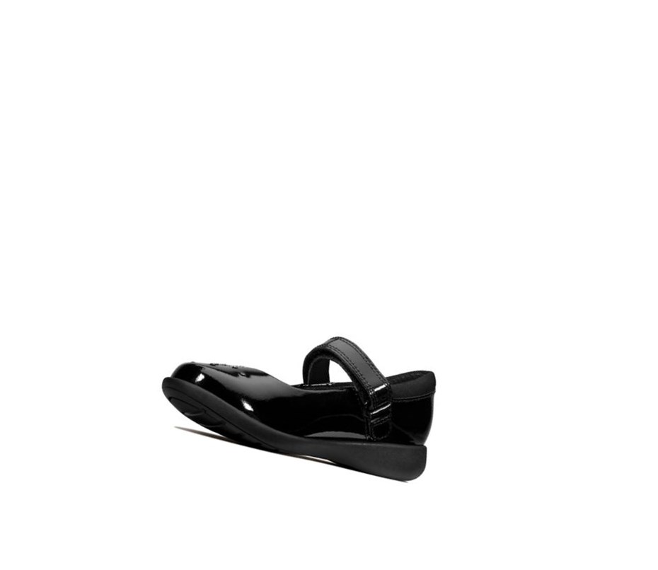 Chaussures Cuir Clarks Etch Spark Vernis Cuir Fille Noir | QSOB42075