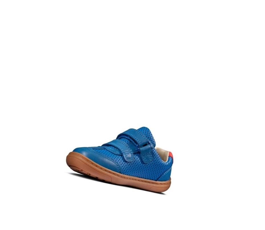 Chaussures Cuir Clarks Flash Hot Cuir Garcon Bleu | WTFQ95648