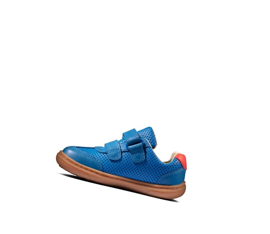 Chaussures Cuir Clarks Flash Hot Cuir Garcon Bleu | WTFQ95648