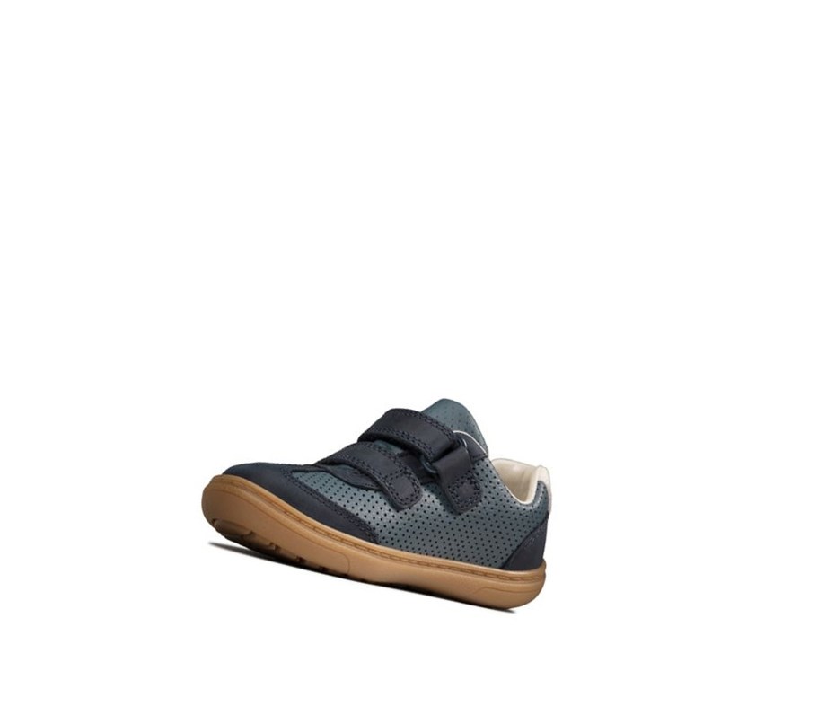 Chaussures Cuir Clarks Flash Metra Cuir Garcon Bleu Marine | VETA73042