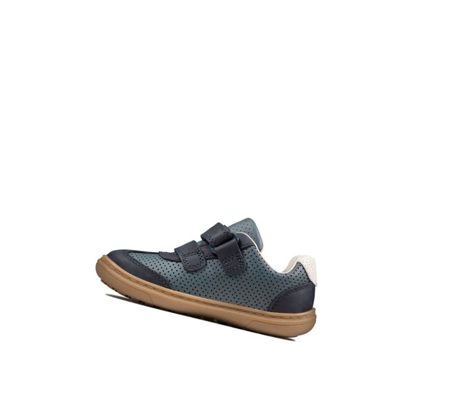 Chaussures Cuir Clarks Flash Metra Cuir Garcon Bleu Marine | VETA73042