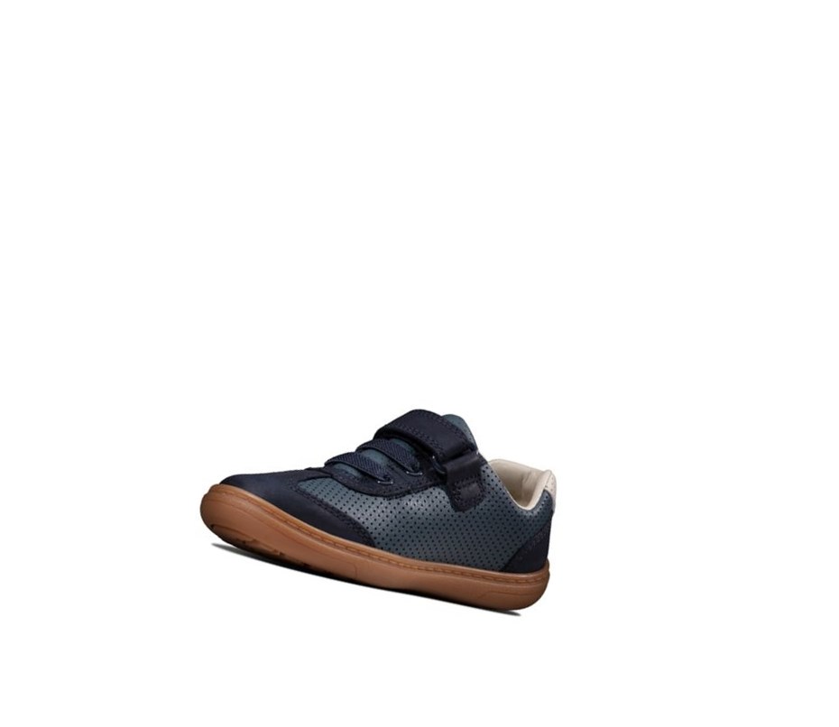 Chaussures Cuir Clarks Flash Step Cuir Garcon Bleu Marine | RWKV59028