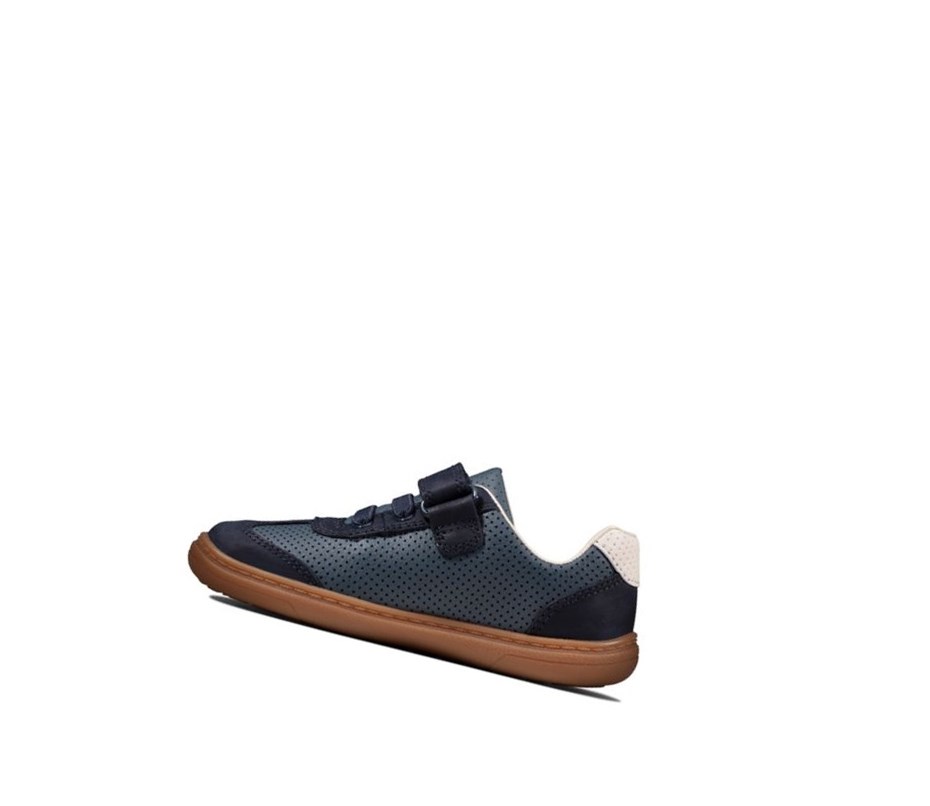 Chaussures Cuir Clarks Flash Step Cuir Garcon Bleu Marine | RWKV59028