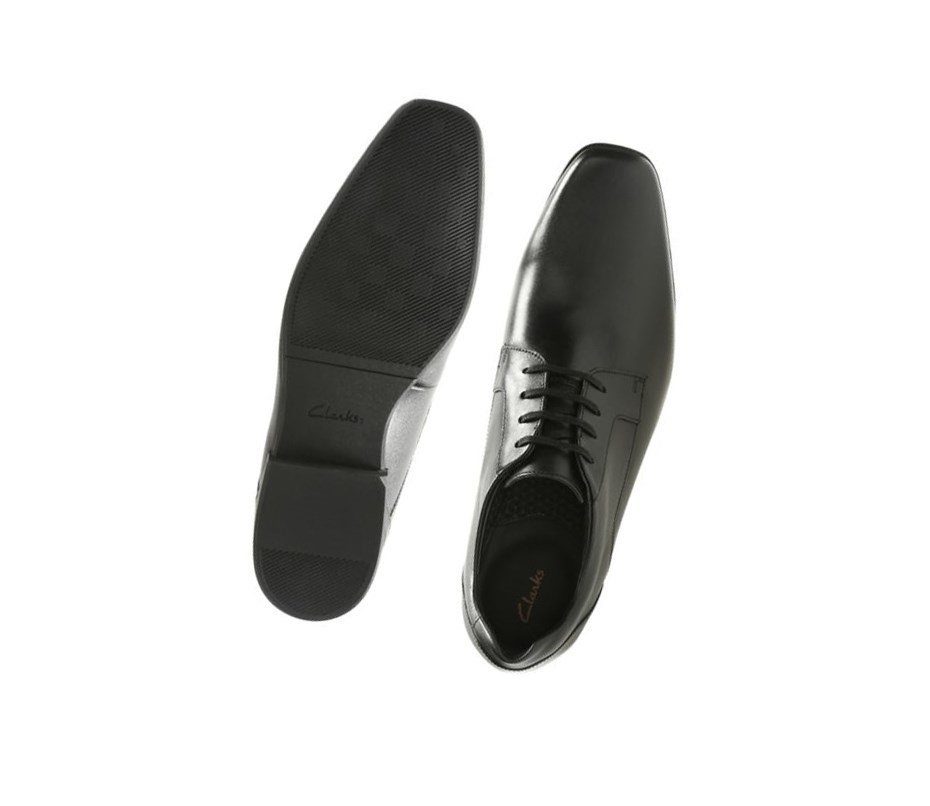 Chaussures Cuir Clarks Glement Dentelle Cuir Homme Noir | XHDS21548