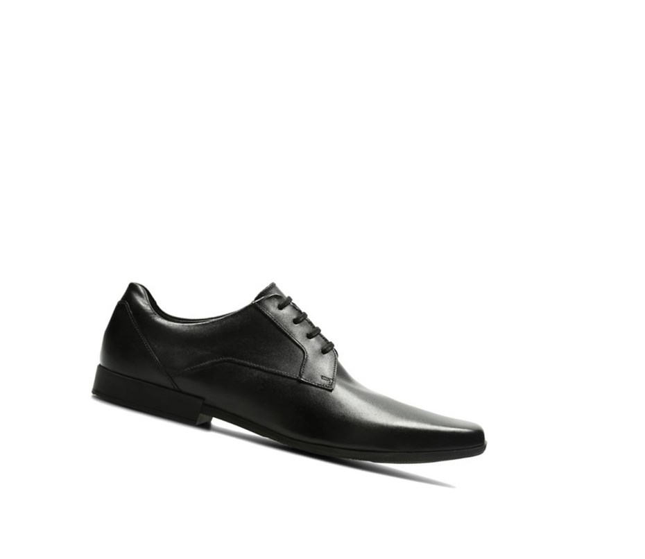 Chaussures Cuir Clarks Glement Dentelle Cuir Homme Noir | XHDS21548