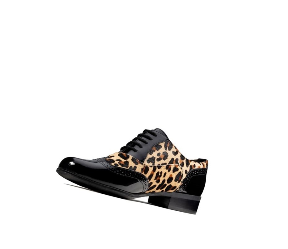 Chaussures Cuir Clarks Hamble Oak Print Cuir Larges Fit Femme Leopard | NLTG35120