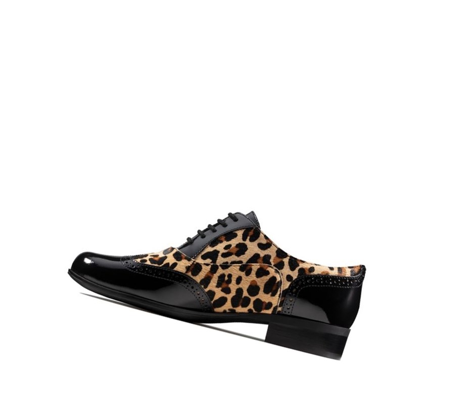 Chaussures Cuir Clarks Hamble Oak Print Cuir Larges Fit Femme Leopard | NLTG35120