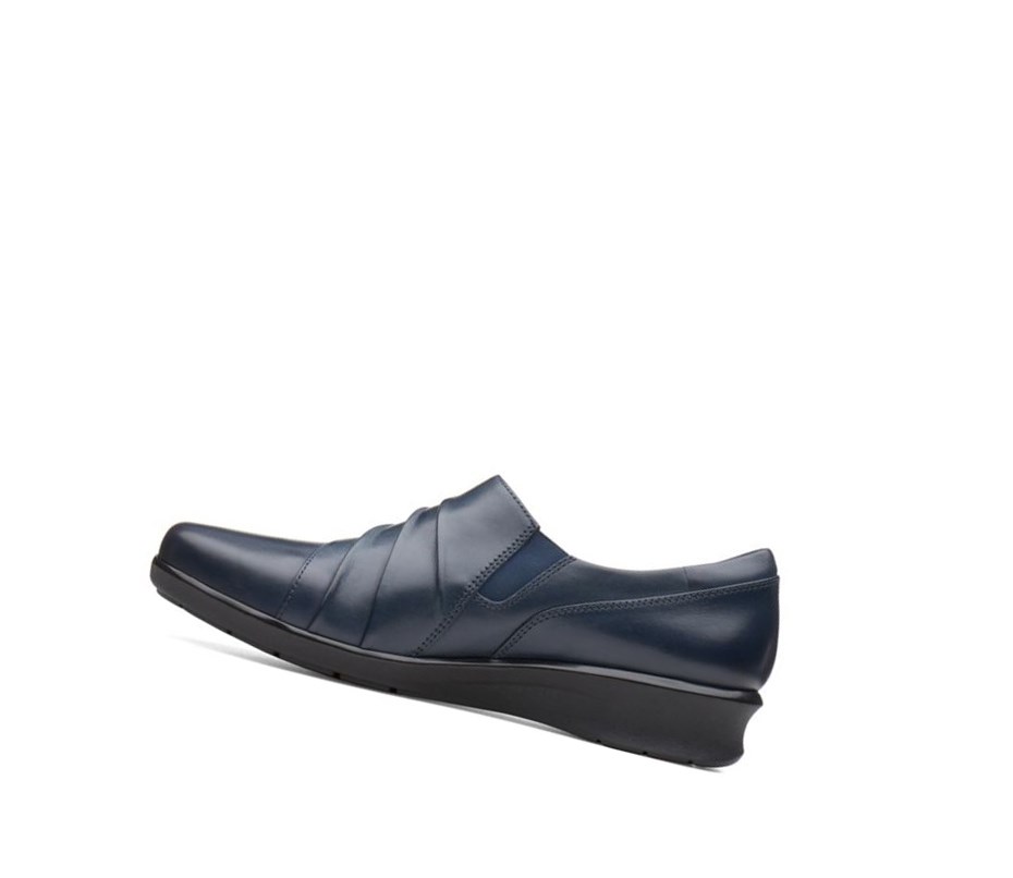 Chaussures Cuir Clarks Hope Roxanne Cuir Femme Bleu Marine | XLIH81504