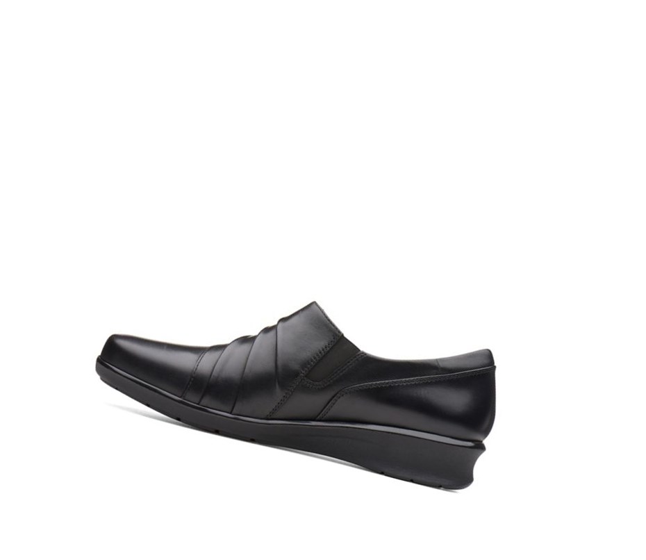 Chaussures Cuir Clarks Hope Roxanne Larges Fit Femme Noir | TWCZ06254