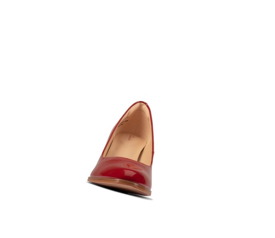 Chaussures Cuir Clarks Kaylin Cara 2 Vernis Cuir Larges Fit Femme Rouge | WUNA65093