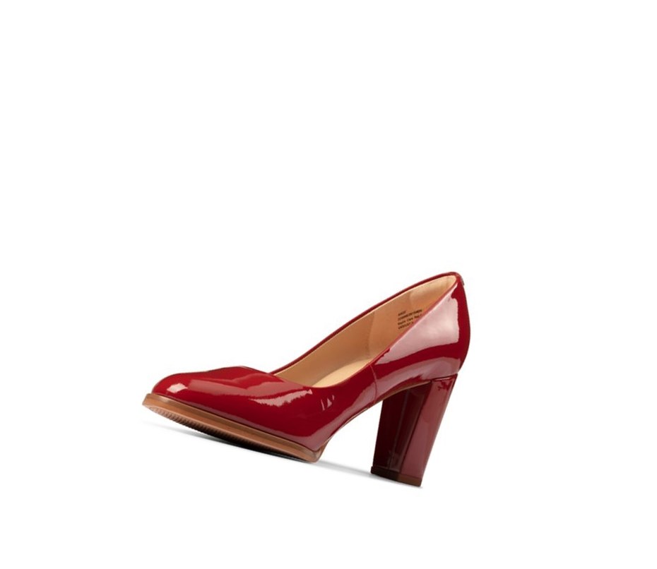 Chaussures Cuir Clarks Kaylin Cara 2 Vernis Cuir Larges Fit Femme Rouge | WUNA65093