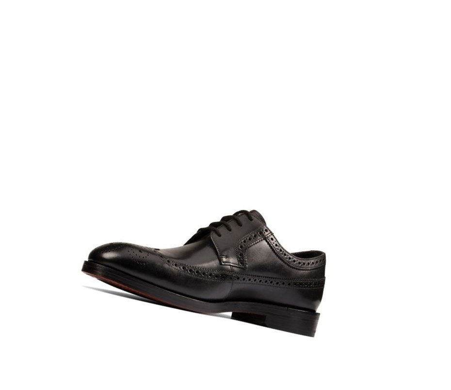 Chaussures Cuir Clarks Oliver Wing Cuir Larges Fit Homme Noir | BDRH61357