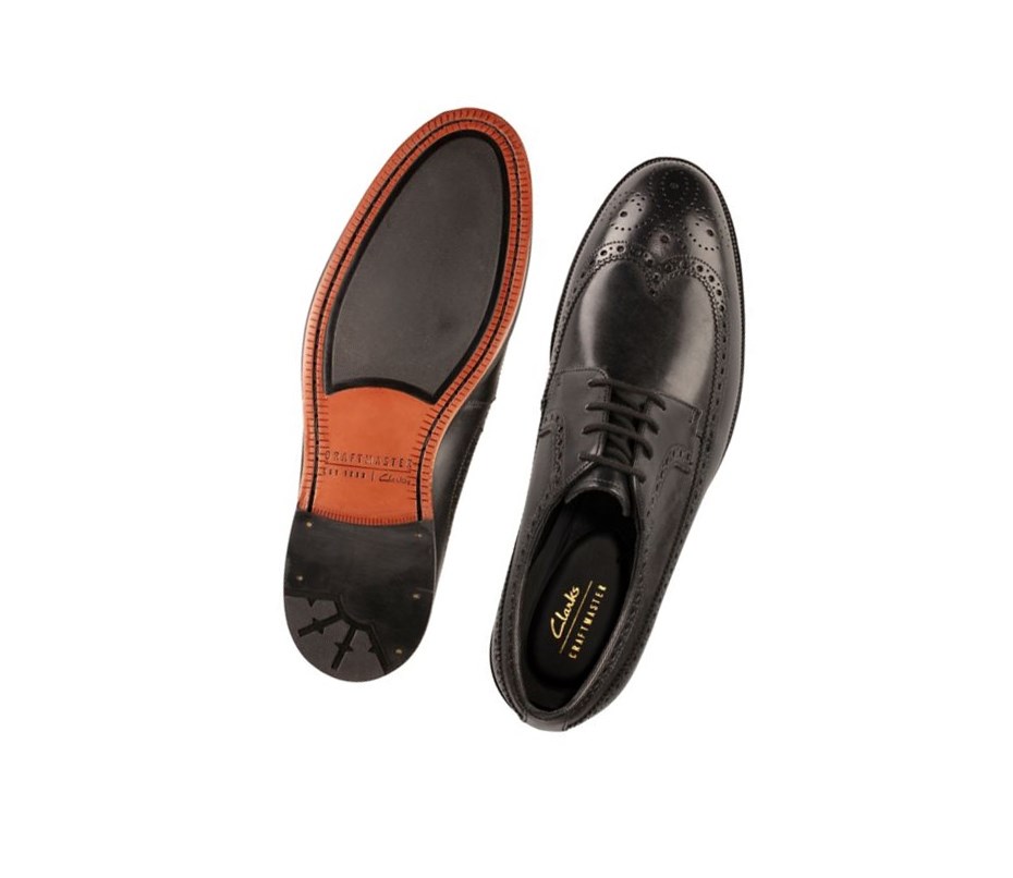 Chaussures Cuir Clarks Oliver Wing Cuir Homme Noir | BUPZ01543