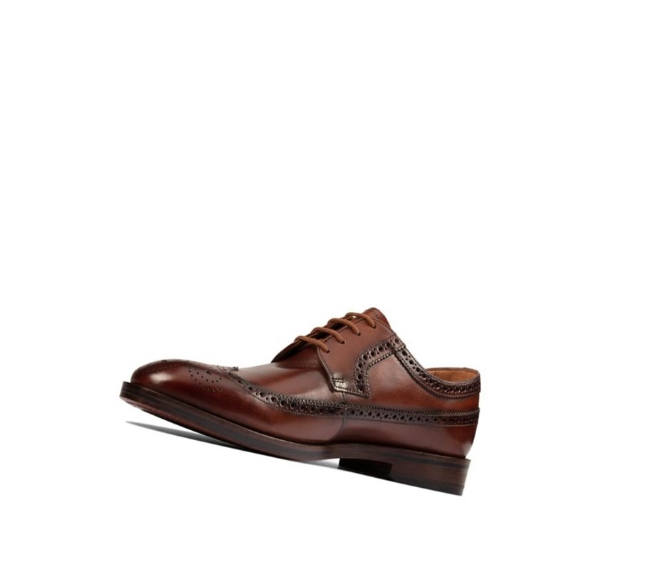 Chaussures Cuir Clarks Oliver Wing Cuir Larges Fit Homme Marron Foncé | ZEGF89520