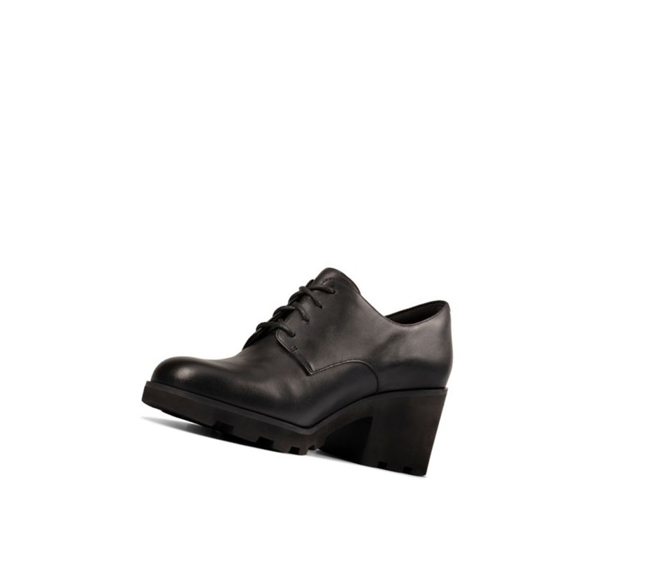 Chaussures Cuir Clarks Rene Dentelle Cuir Femme Noir | TRCK38516