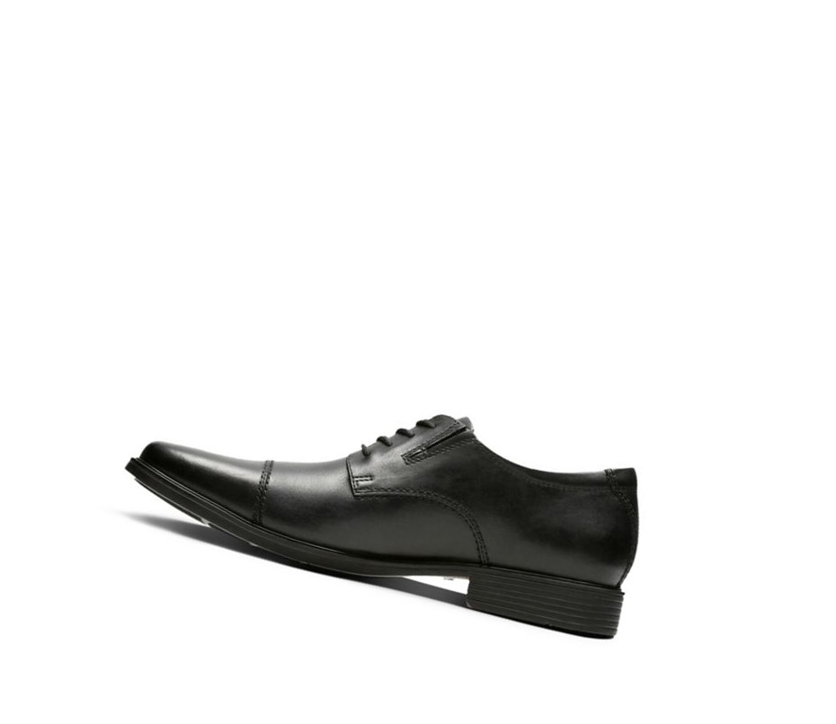 Chaussures Cuir Clarks Tilden Cap Cuir Homme Noir | ARWX18304