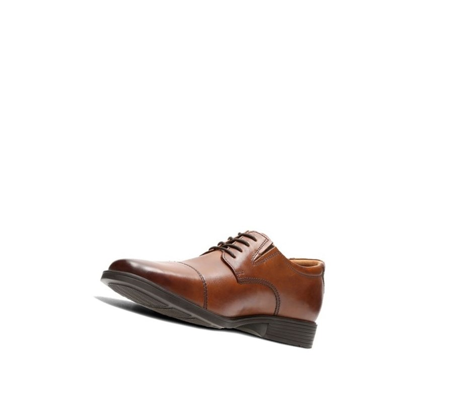 Chaussures Cuir Clarks Tilden Cap Cuir Homme Marron Foncé | VEOM06458